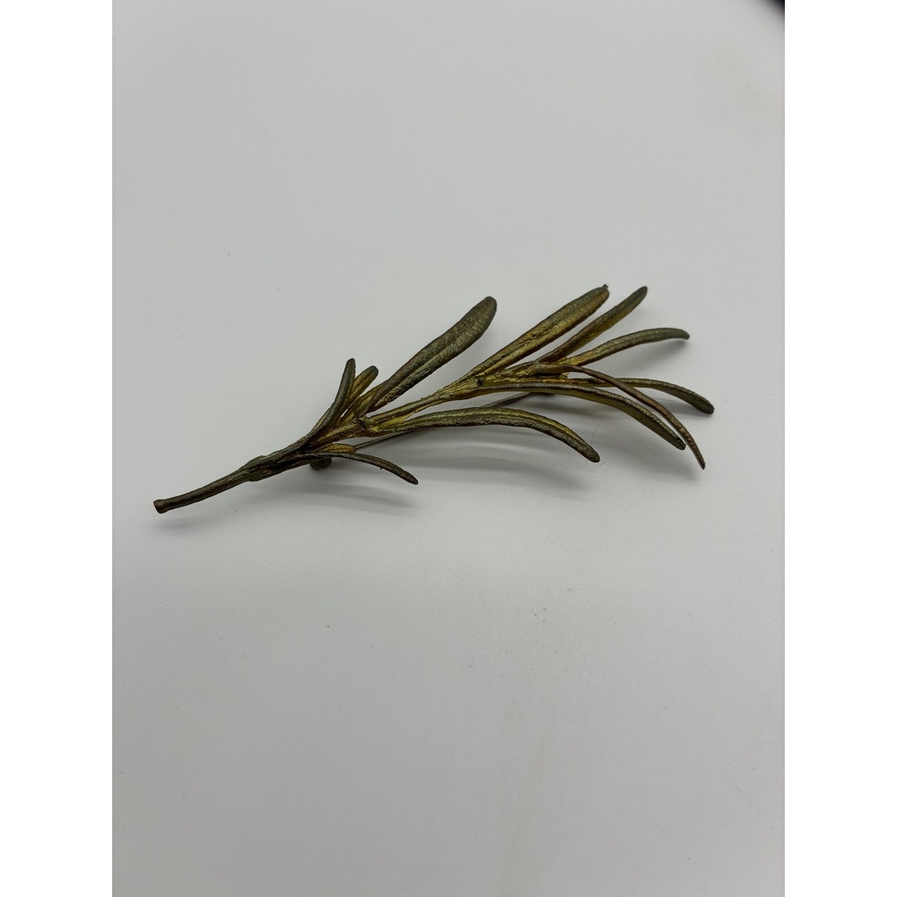 Michael Michaud Rosemary Brooch Bronze Green Patina Botanical Pin 4 inch